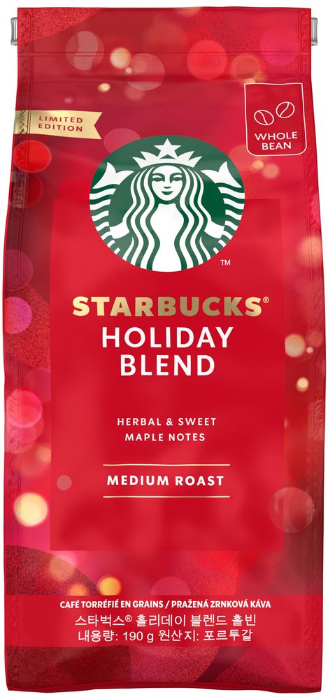 Levně Starbucks Holiday Blend limitovaná edice Medium Roast, zrnková káva, 190 g