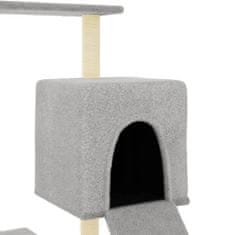 shumee Škrabadlo pro kočky se sisalovými sloupky světle šedé 130,5 cm