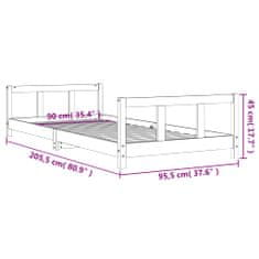 Vidaxl Dětská postel černá 90 x 200 cm masivní borové dřevo