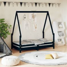 Vidaxl Dětská postel černá 70 x 140 cm masivní borové dřevo