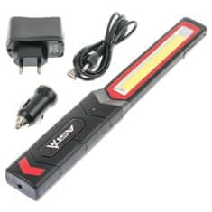 ASTA Dílenská montážní lampa LED COB 3W, nabíjecí USB, s magnetem a hákem na zavěšení -