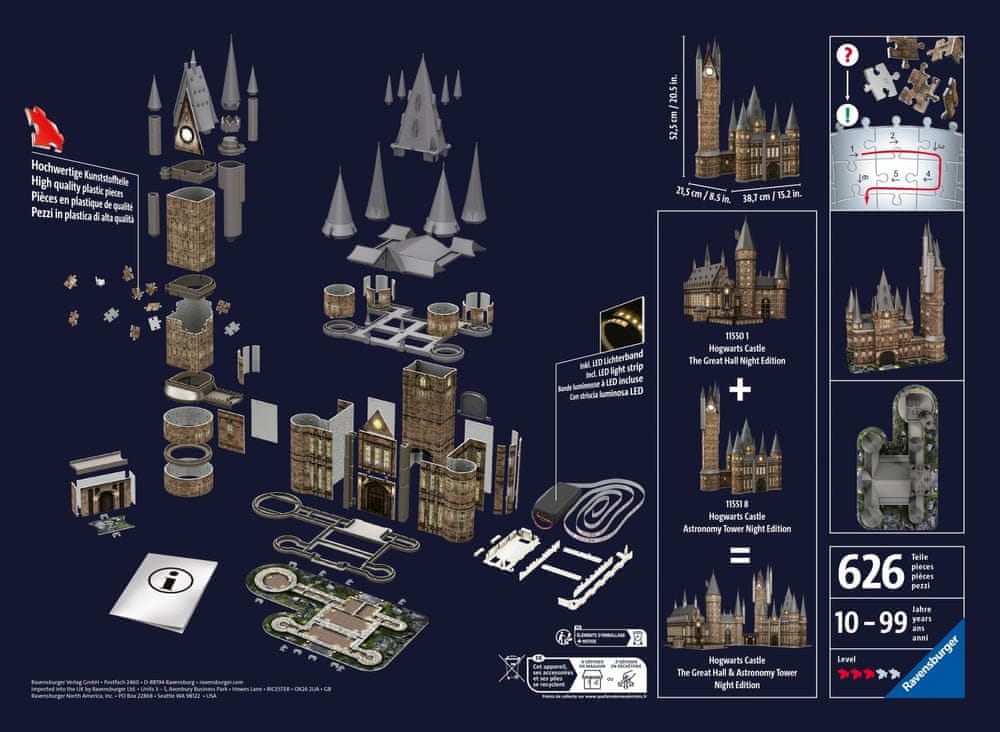 Levně Ravensburger 3D Puzzle Harry Potter: Bradavický hrad - Astronomická věž 540 dílků