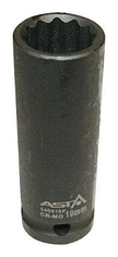 ASTA Hlavice nástrčné úderové 1/2", 12hranné, prodloužené 78 mm, různé rozměry - Varianta: Velikost: 27