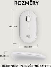 Logitech Pebble Mouse 2 M350s, bílá (910-007013)