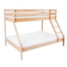 Casa Vital Patrová postel MERKA, přírodní, 206x148x150 cm, masivní bukové dřevo, jedno lůžko 90 x 200 cm, jedno lůžko 140 x 200 cm, bez matrace