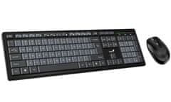 Genius Smart KM-8200 Dual Color, Set klávesnice a myši, bezdrátový, CZ+SK layout, 2,4GHz, mini USB přijímač, černo-šedý