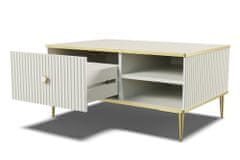 Homlando Konferenční stolek PETRA 90x60 cm frézovaná kašmírový se zlatými nohami
