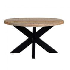 Casa Vital Konferenční stolek CasaDolce KALEA, akácie, 80x80x45 cm, masivní dřevo, kulatá deska, železné nohy