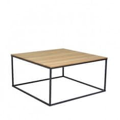 Konferenční stolek CasaDolce KIRTONA, hnědá a černá, 75x75x40 cm, dubový masiv, kovové nohy