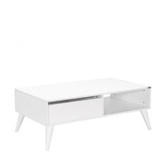 Casa Vital Konferenční stolek Adore SHIPOL 655, bílý, 110x65x42 cm, jedna zásuvka, otevřený úložný prostor, bílá