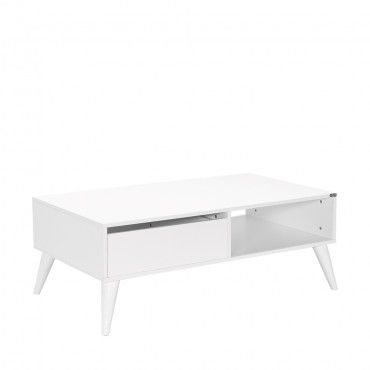 Casa Vital Konferenční stolek Adore SHIPOL 655, bílý, 110x65x42 cm, jedna zásuvka, otevřený úložný prostor