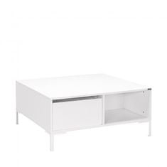 Casa Vital Konferenční stolek Adore SHIPOL 660, bílý, 90x90x42 cm, dvě zásuvky, otevřené úložné prostory, bílá