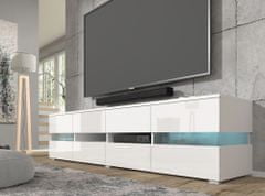 Homlando TV stolek VIPER 186 cm bílý mat / bílý lesk + LED