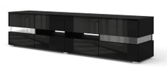 Homlando TV stolek VIPER 186 cm černý mat / černý lesk + LED