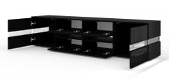 Homlando TV stolek VIPER 186 cm černý mat / černý lesk + LED