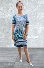 Dolcezza modré pouzdrové šaty s potiskem listů Velikost: XL