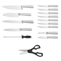 Timeless Tools 16dílná sada nožů z nerezové oceli v dřevěném držáku, s ořezávátkem a nůžkami