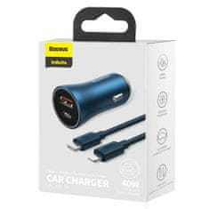 BASEUS Baseus Car Charger Golden Contactor Pro Dual Quick Charger U+C, PD 3.0, QC 4+, SCP FCP AFC (with Type-C - Lightning 1m Blue) 40W blue (TZCCJD-03)