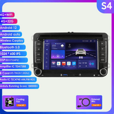 Hizpo 4GB RAM Autorádio pro VOLKSWAGEN ŠKODA SEAT CarPlay Android Auto, 8jádrový procesor, GPS Navigace, WiFi, Bluetooth, USB, Kamera