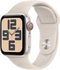Apple Watch SE 2023, Cellular, 40mm, Starlight, Starlight Sport Band - M/L