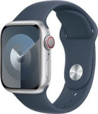 Apple Watch Series9, Cellular, 41mm, Silver, Storm Blue Sport Band - S/M