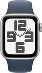 Apple Watch SE 2023, Cellular, 40mm, Silver, Storm Blue Sport Band - S/M