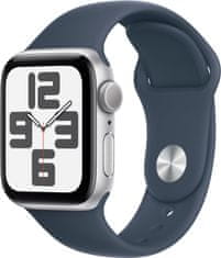 Apple Watch SE 2023, 40mm, Silver, Storm Blue Sport Band - S/M