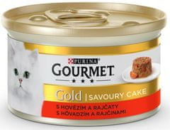 Purina Gourmet Gold cat konz.-Savoury Cake hovězí,rajče 85 g