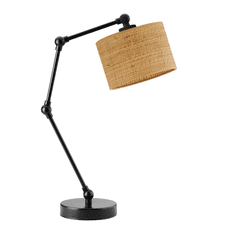 LYSNE.PL Ratanová stolní lampa na nastavitelné rameno ASMARA BOHO, černá