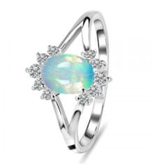 Klenoty Amber Luxusní stříbrný prsten s opálem a topazy Romance Velikost: 57