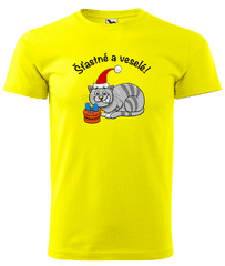 Hobbytriko Dětské vánoční tričko - Šťastné a veselé Barva: Žlutá (04), Velikost: 12 let / 158 cm