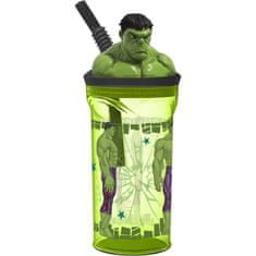 Stor Plastový kelímek Avengers / hrnek Avengers Hulk 3D s brčkem 360 ml