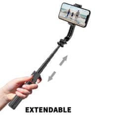 Techsuit Selfie tyč Tripod Techsuit L12 Stabilní hliníkový stativ skládací a přenosný s bezdrátovým dálkovým ovládáním, 106 cm - Černý
