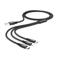 Hoco Datový kabel Hoco Times (X14) – USB-A na USB Type-C, Micro-USB, Lightning, 2A, 1,0m – černý