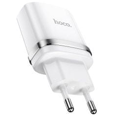 Hoco Nabíječka do sítě Hoco N1 2,4A s kabelem USB-A na Lightning, 1m - Bílá