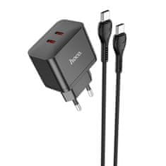 Hoco Nabíječka do sítě Hoco Triumph (N29) – Dual Port Type-C, 35W s kabelem USB-C to Type-C – černá