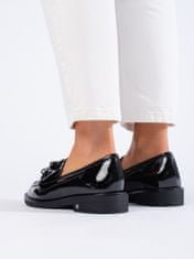 Amiatex Pohodlné dámské černé polobotky bez podpatku + Ponožky Gatta Calzino Strech, černé, 40