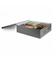Compactor Krabice skládací úložná kartonová, potažená PVC, 58 x 48 x 16 cm, šedá