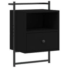 Vidaxl Noční stolek nástěnný černý 40 x 30 x 61 cm kompozitní dřevo
