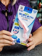 Japan Premium Anatomický zubní kartáček ze silikonu pro trénink dentální hygieny (růžový)