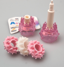 Japan Premium Žvýkací hračka na čištění zubů s příchutí uzeného kuřete se třemi druhy povrchu, pro psy, růžová