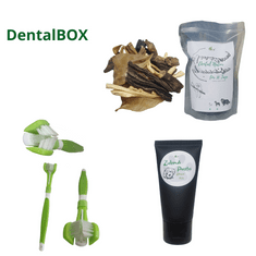 OGF Dentálna hygiena DentlalBOX (S) Psy malých a stredných plemien: Prírodné maškrty, zubná kefka a zubná pasta z morských rias