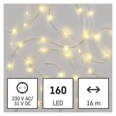 Emos LED vánoční nano řetěz, 16 m, venkovní i vnitřní, teplá bílá, časovač