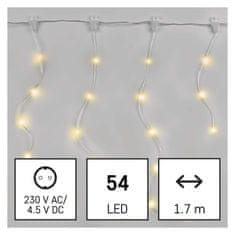 Emos LED vánoční drop řetěz – rampouchy, 1,7 m, venkovní i vnitřní, teplá bílá, programy