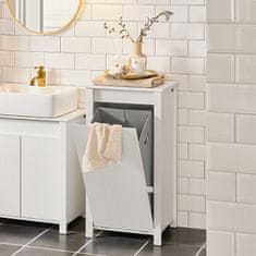 SoBuy SoBuy BZR100-W Prádelní skříň s rozkládacím pytlem na prádlo Koš na prádlo Koupelnová skříňka Bílá 45 x 85,5 x 35 cm