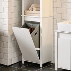 SoBuy SoBuy BZR102-W Vysoká skříňka s rozkládacím pytlem na prádlo Koupelnová skříňka Koupelnová police Koupelnový nábytek Bílá 5x171x35cm