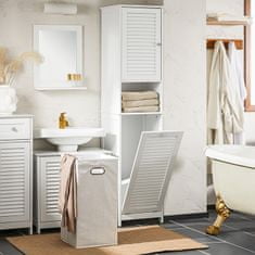 SoBuy SoBuy BZR124-W Vysoká skříňka s rozkládacím pytlem na prádlo Koupelnová skříňka Koupelnová police Koupelnový nábytek Bílá 40x170x38cm