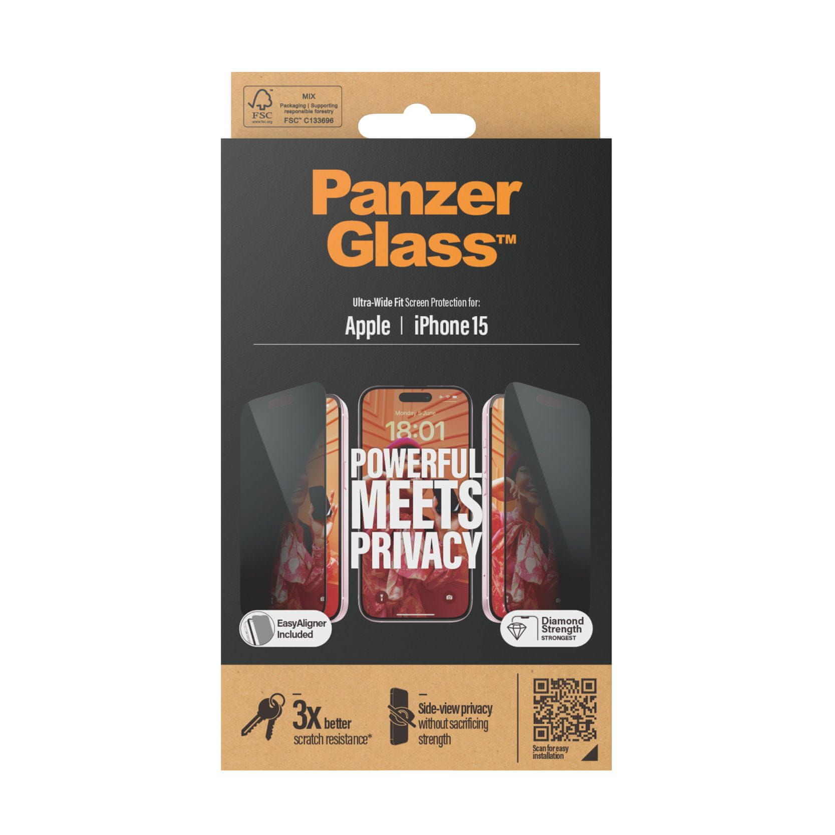 PanzerGlass Privacy Apple iPhone 2022 6.1 P2783 beépíthető kerettel