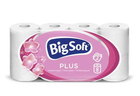Big Soft Big Soft Plus 2vrstvý toaletní papír, role 160 útržků, 8 rolí