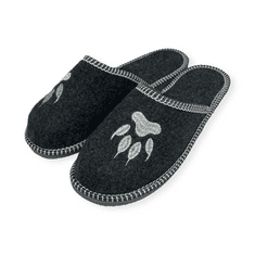 NOWO Pánské černé plstěné pantofle s drápkem na tlapě r. 45